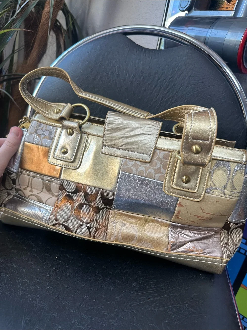 Vintage Coach Gold Patchwork Shoulder Bag